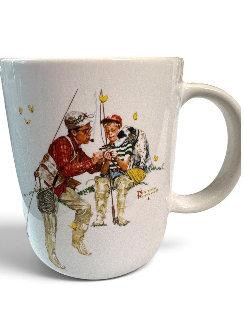 Norman Rockwell "Trout Dinner" Ceramic Mug 1987 Museum Collections Japan